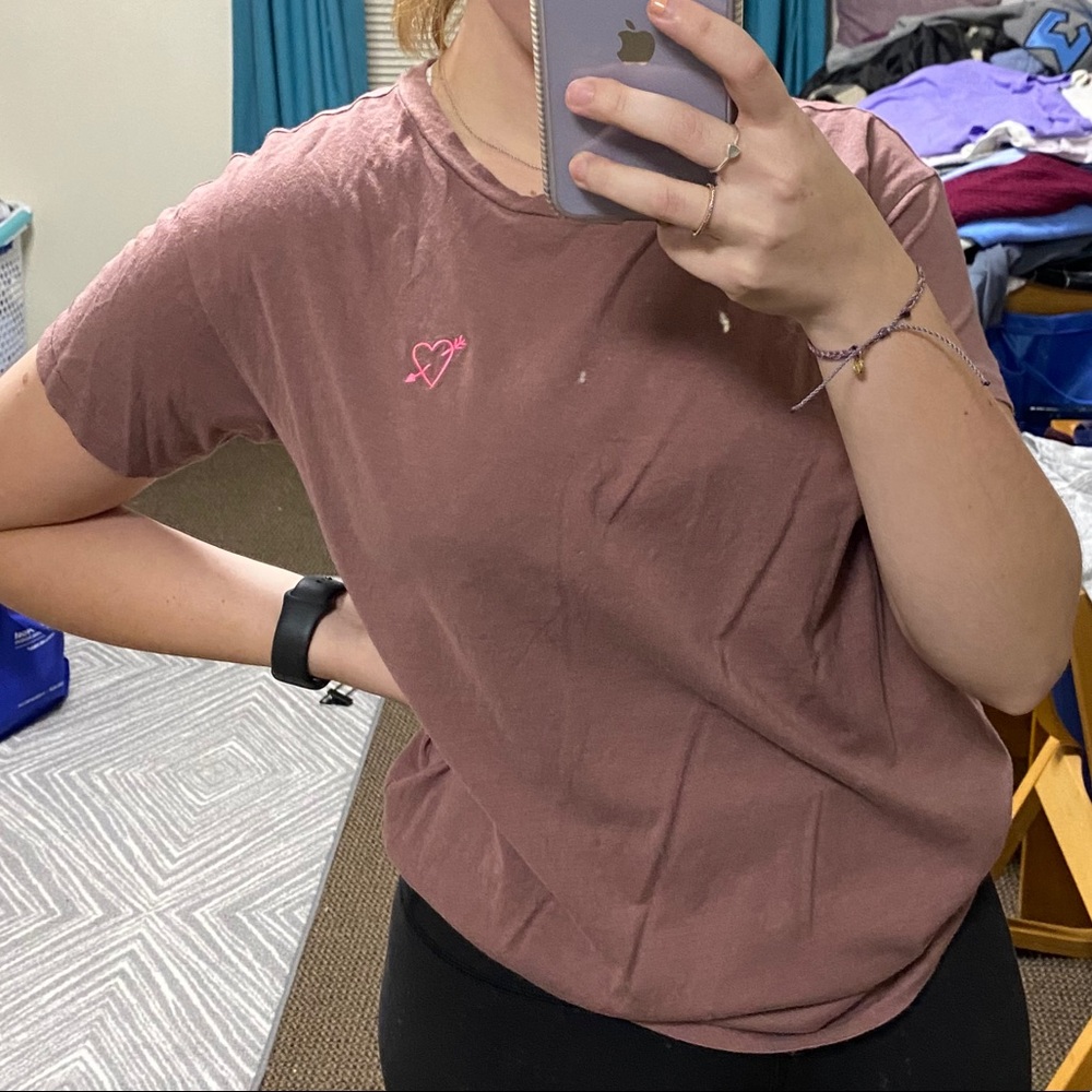 PINK oversized embroidered tee